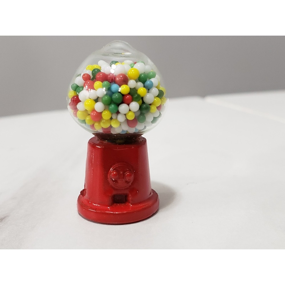 Vintage Miniature Metal Bubble Gum Machine Trinket Dollhouse Train Display Candy